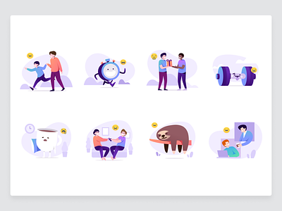 Illustration for Skodel coffee cute emoji family gift happy human icons illustrations interation people set student teamwork wellbeing workout