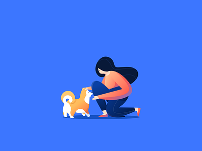 Good boy animal blue character design dog flat goodboy illustration interaction kind people vector