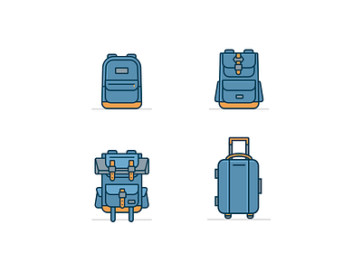 Bag Icons adventure backpack bag camping icon iconography illustration travel traveling vector