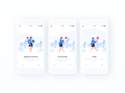 Home finder onboarding app character flat illustration ios mobile onboarding people ui