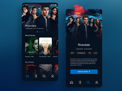 Service app for watching TV episodes design