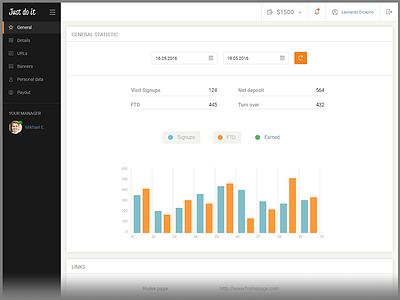 Dashboard Web App UI CRM