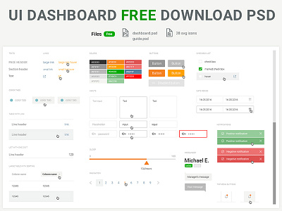 UI Dashboard Guideline Free Download Psd