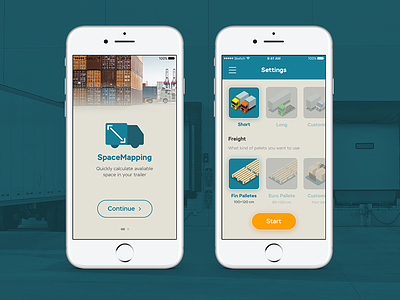 SpaceMapping App cargo illustration interface mapping mobile product space trailer truck ui ux