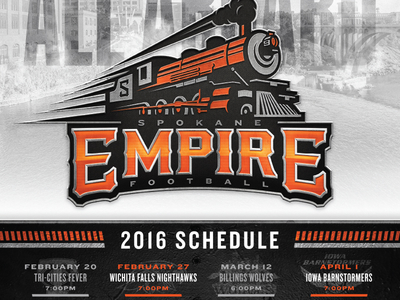 Spokane Empire Schedule Poster branding empire football ifl poster schedule poster spokane sports