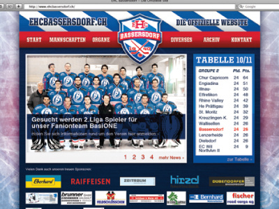EHC Bassersdorf Web Design branding hockey sports web design