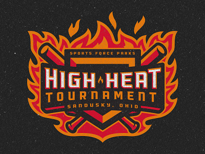 Sports Force Parks High Heat Tournament Logo baseball bat branding flames logo sports tournament