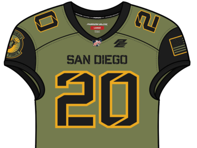 San Diego Strike Force Home Uniform branding fighter pilot football marines san diego sports uniforms us navy