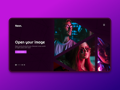 First screen Neon. studio design ui web