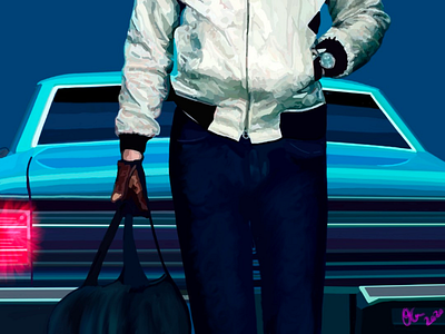 Drive (bottom half) digital art illustration drive move poster procreate realism ryan gosling