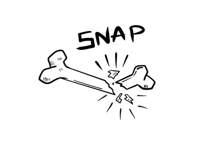 Snap! bones broken flash illustration linework procreate snap vector