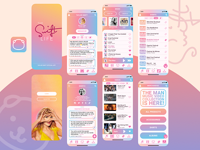 The Swift Life android app app design icon ios app logo mobile app mobile app design swiftie taylor swift the swift life typography ui ux