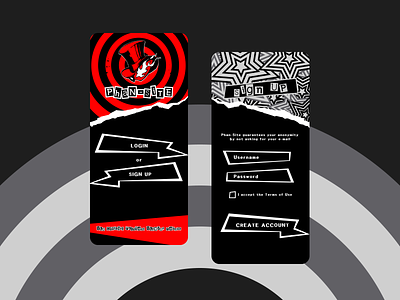 PERSONA 5 LOGIN/SIGNUP android app anime app ios app mobile app mobile app design phansite phansite phantom thieves phantom thieves ui ux