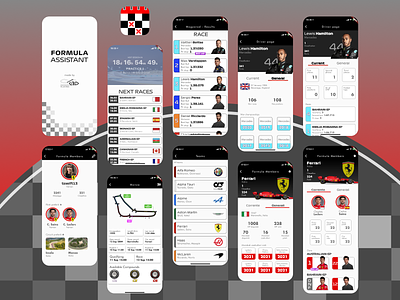 Formula Assistant android app app formula 1 formula 1 app ios app mobile app mobile app design racing cars app ui ux
