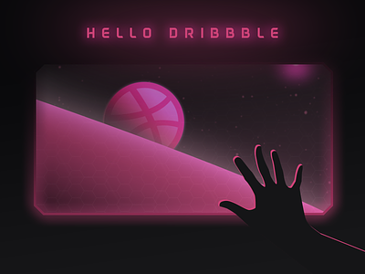 1 Shot dark dribbble first hello illustration lights neon pink planet shot space thanks