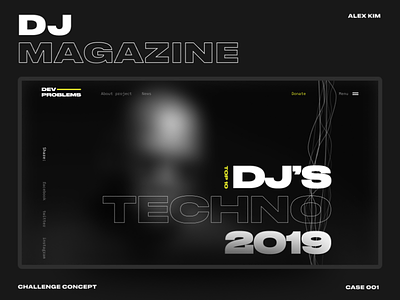 01 — DJ Magazine Special Article dark ui dj fashion homepage magazine minimal music one page onepage play player portfolio promo techno typogaphy website wide