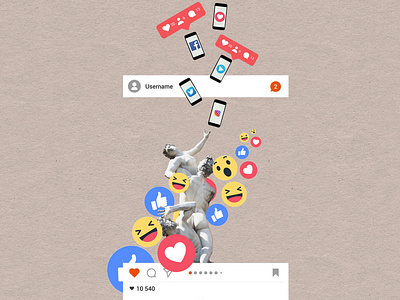 online art collage collageart digitalart emoji facebook instagram like online telegram twitter