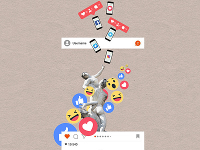 online art collage collageart digitalart emoji facebook instagram like online telegram twitter