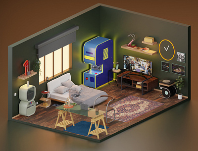 Room with numbers 36daysoftype 3d blender blender3d illustration isometric low poly numbers render room