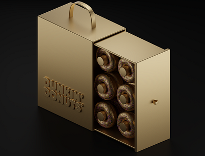 Dunkin dounts packaging blender blender3d donuts gold golden isometric lowpoly package packaging