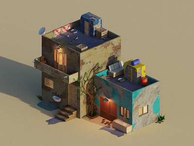 Old House - Low poly 3d blender blender3d house illustration isometric lowpoly old render