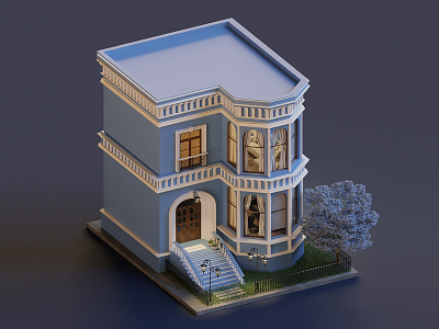 House 3d blender blender3d house illustration isometric lowpoly render