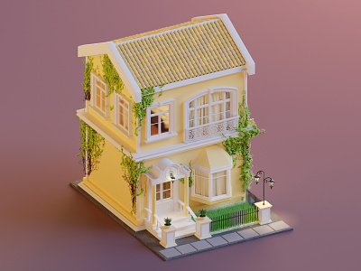 House 3d 3d art blender blender3d house illustration isometric lowpoly render