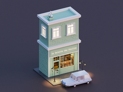 Bakery 3d bakery blender blender3d illustration isometric lowpoly render street