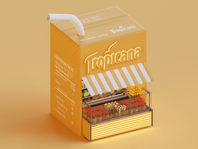 Tropicana Booth 3d blender blender3d booth design isometric juice lowpoly packaging render