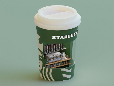 Starbucks 3d blender blender3d cup illustration isometric lowpoly package render starbucks