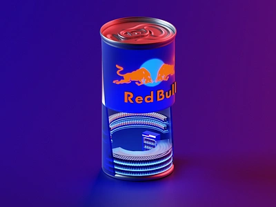 RedBull Store 3d blender blender3d booth illustration isometric logo lowpoly packaging redbull store