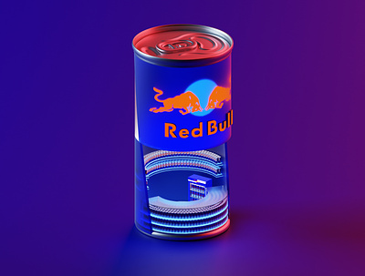 RedBull Store 3d blender blender3d booth illustration isometric logo lowpoly packaging redbull store