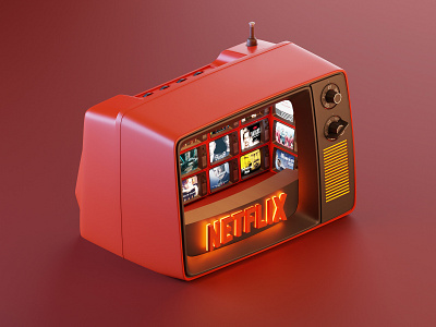 Netflix 3d art blender blender3d illustration isometric lowpoly modelling netflix render tv website