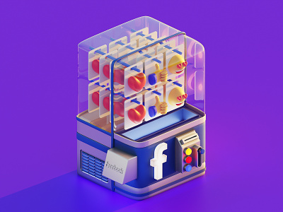 Facebook Machine 3d blender blender3d design facebook illustration isometric lowpoly machine ui