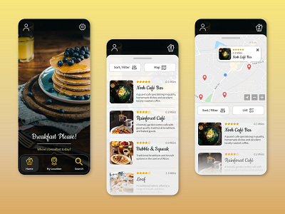 'Breakfast Please' - Breakfast Review App Design UI