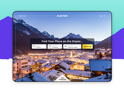 Austriski - Ski Trip Holiday Search Landing Page branding design europe holiday landingpage search sketch ski travel travelcompany ui uidesign uidesigns website winter