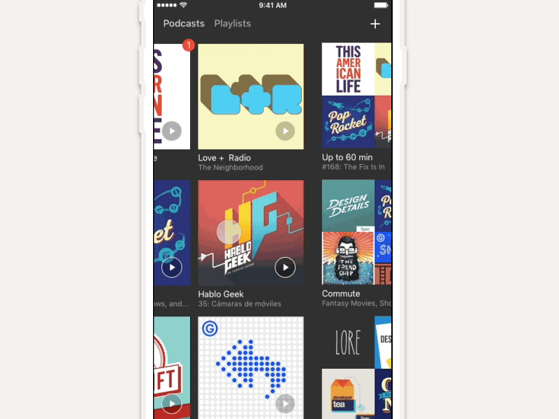 Cloudcast expanded prototype source principle interaction apple mac ux ui prototype ios podcast cloudcast
