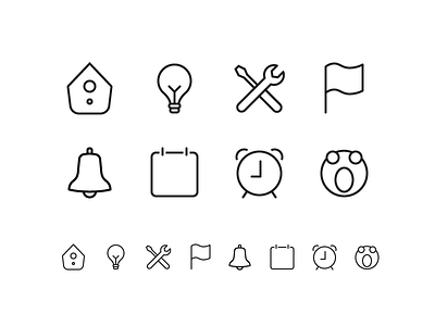 Random icons bird bulb calendar ding dong emoticon flag house icons lamp outline settings
