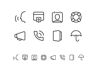 Random icons 10 announce book command contacts credit card help outline square telephone umbrella voice