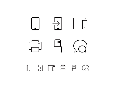 Random icons 16 chat icons ios ipad iphone mobile outline phone print printer tablet transfer