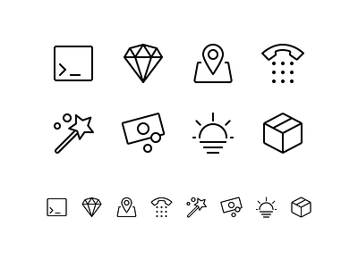 Random icons 17 cash console diamond enhance ios location outline package sunset telephone wizard
