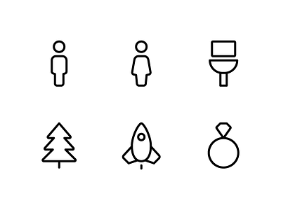 Random icons 21 bathroom christmas ios man outline ring rocket tree woman xmas
