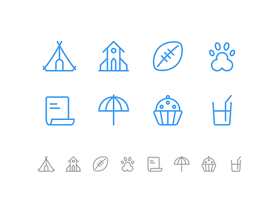 Random icons 26 ball camping church cupcake dog glass icons ios outline paper soccer