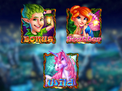 Fairies animation animation 2d beauty casino digital digitalart elf fairy fairytale frame game game art happy boy lights magic miracle slot design slot machine symbols unicorn