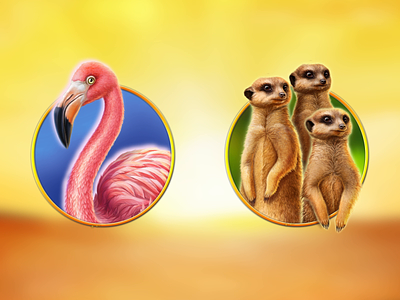 Hot Safari 2d animation africa after effects animals animation animator art character design designer digital art flamingo flash game art game design graphic designer hot safari slot machine spine suricates