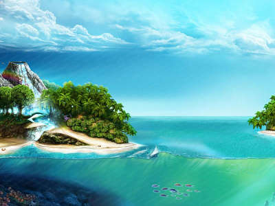 Sea Cruise cruise design digital digital art digital artist fish gambling game art game design graphic graphic design illustration illustrations island ocean palms sky slot slot machine volcano