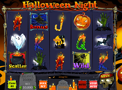 Halloween night bat black cat candle candles design fire game art game design graphic design graphic for slot graveyard halloween illustration nightmare pot pumpkin slot machine ui witch zombie