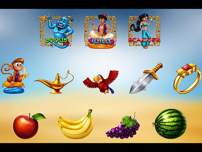 Aladdin Themed slot symbols