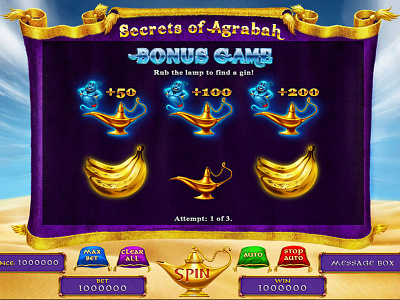 Bonus Game of the Aladdin Themed slot game