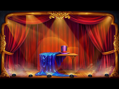 Magician themed game background background background art background design game art game background game design hat illusion illusionist illustration illustrations magician magician art magician design magician themed slot design slot game background